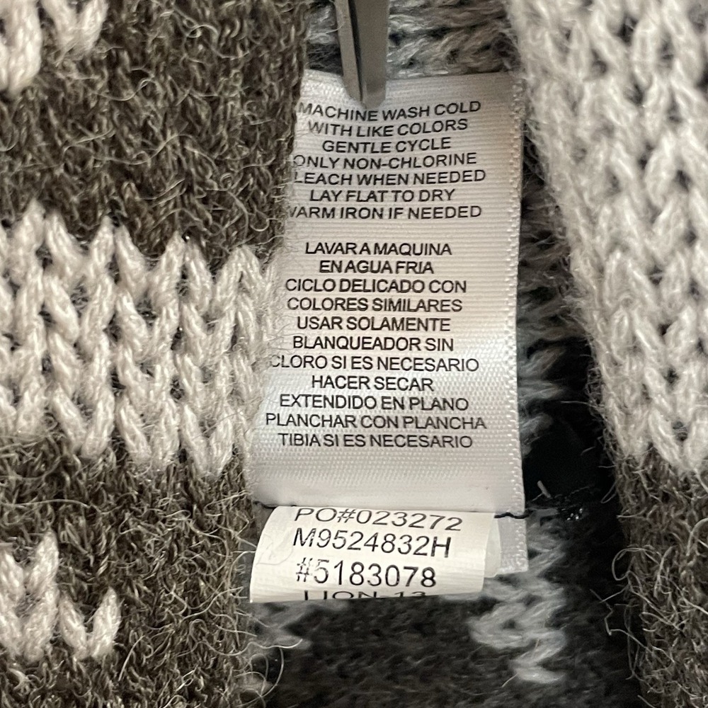 Hannah Womens L Sweater Open Cardigan Gray Southwestern Aztec Scarf Collar - Picture 8 of 10